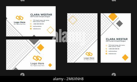 creative template design business card for corporate personal square ornament Stock Vector