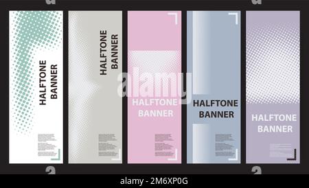 vertical stylish halftone for banner background set pastel color Stock Vector