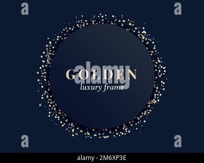 Gold circle frame on a black background vector Stock Vector