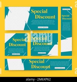 web banner design collection special discount minimalist flat design background color vector Stock Vector