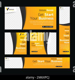 web banner set collection layout design template simple  background vector color Stock Vector