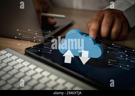 Cloud computing  Businessman  connect devices to cloud technology networking cloud computer Stock Photo