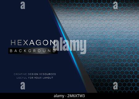 Blue hexagon background design vector Stock Vector