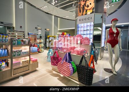 PHUKET, THAILAND - CIRCA JANUARY, 2020: goods on display at Phuket International Airport. Stock Photo