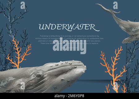 Underwater poster with whales vector Stock Vector Image & Art - Alamy