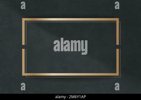 Golden rectangular frame on a green background vector Stock Vector