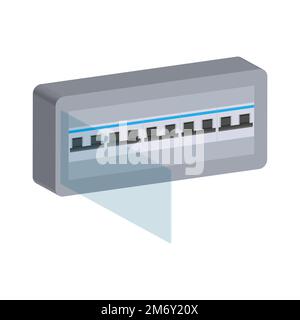 Electric power circuit breakers in Distribution box Stock Vector