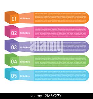5 step 3d business infographic design Stock Vector