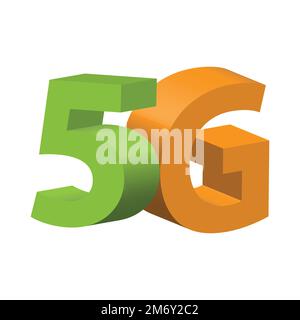 3d text of 5g technology Stock Vector