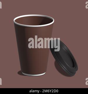 Coffee cup mock-up. Render realistic 3d illustration. Package mockup design for branding. Coffee away. Coffee to go Stock Photo