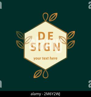Pentagon shaped badge on a black background vector Stock Vector