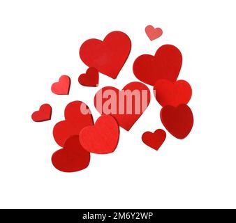 Valentine's day decoration. Red hearts isolated on white Stock Photo