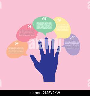 5 option hand business infographic Stock Vector