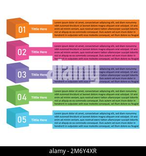 5 step 3d business infographic design Stock Vector