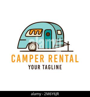 Vector emblem of caravan for camping Stock Vector