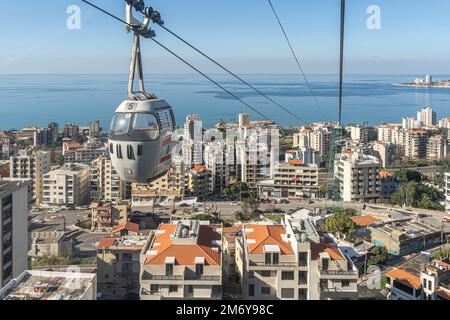 City view from the top of the Cable Car in Jounieh, Lebanon Stock Photo