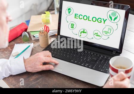 Ecology concept shown on a laptop screen Stock Photo