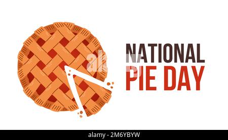 National Pie Day. January 23. Holiday concept. Template for background, banner, card, poster with text inscription. Stock Vector