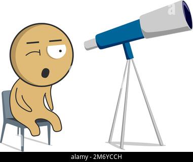 Man looking at the stars through a telescope Stock Vector