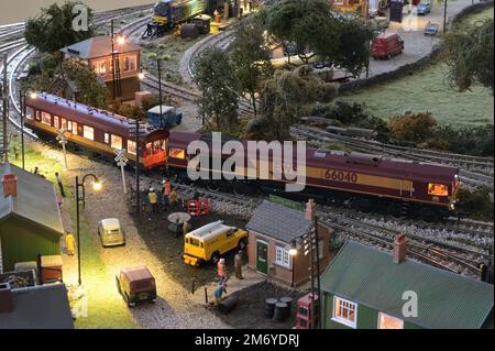 Inside Class 66 A class 66 and an Inspection saloon in EWS branding Stock Photo - Alamy