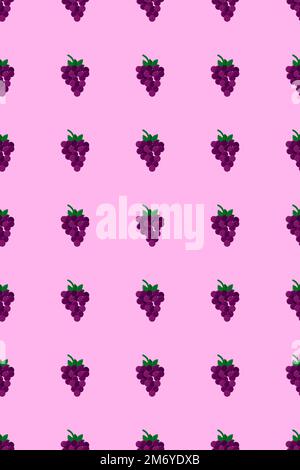 Purple grape pattern. Fresh fruit background. Seamless background. Vector illustration Stock Vector