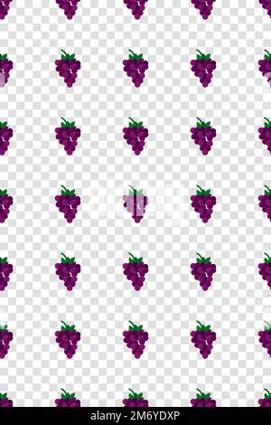 Purple grape pattern. Fresh fruit background. Seamless background. Vector illustration Stock Vector