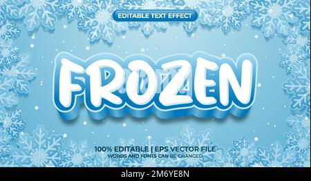 Frozen Editable Text Effect. Frozen text style effect. Frozen Editable 3D Text Style Effect Stock Vector