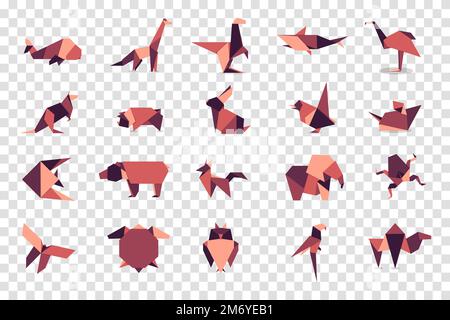 Set animals origami. Animal origami vector. Abstract animals logo design. Animal origami. Vector illustration Stock Vector