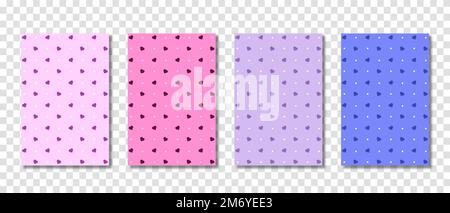 Set of abstract seamless pattern hearts. Pink and purple hearts seamless pattern. Universal print. Vector illustration Stock Vector