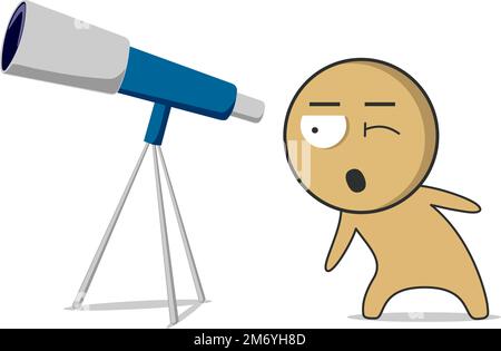 Man looking through a telescope Stock Vector