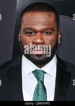 Hollywood, United States. 05th Jan, 2023. HOLLYWOOD, LOS ANGELES, CALIFORNIA, USA - JANUARY 05: American rapper, actor and businessman 50 Cent (Curtis James Jackson III) arrives at the Los Angeles Premiere Of STARZ' 'BMF' (Black Mafia Family) Season 2 held at the TCL Chinese Theatre IMAX on January 5, 2023 in Hollywood, Los Angeles, California, United States. (Photo by Xavier Collin/Image Press Agency) Credit: Image Press Agency/Alamy Live News Stock Photo