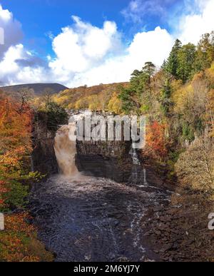 High Force Waterfall in Autumn, Teesdale, County Durham, England, United Kingdom Stock Photo