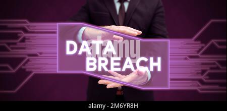 Writing displaying text Data Breach. Business overview security incident where sensitive protected information copied Stock Photo