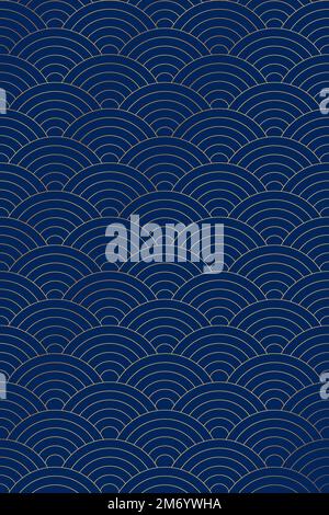 Vector background of japanese wave pattern. Pattern seamless circle abstract wave background luxury color and line. Japanese circle pattern vector ill Stock Vector