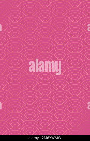 Vector background of japanese wave pattern. Pattern seamless circle abstract wave background luxury color and line. Japanese circle pattern vector ill Stock Vector
