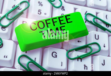 Conceptual display Coffee Time. Word Written on a short period of time in which you stop working to rest Stock Photo