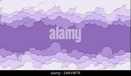 Cloudy paper art illustration. Sky with cloud background, vector ,illustration, paper art style, copy space for text. Vector illustration Stock Vector