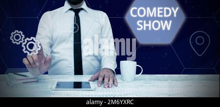 Writing displaying text Comedy Show. Word for Funny program Humorous Amusing medium of Entertainment Stock Photo