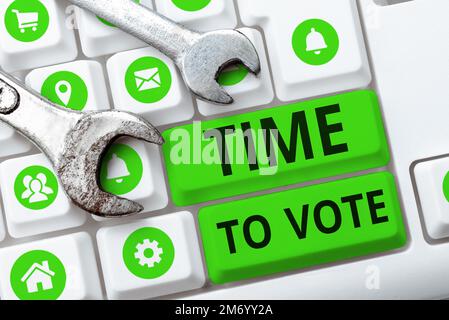 Text showing inspiration Time To Vote. Conceptual photo Election ahead choose between some candidates to govern Stock Photo