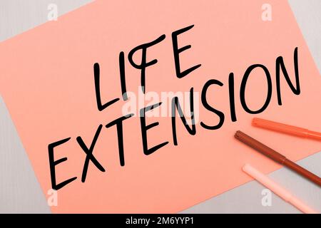 Handwriting text Life Extension. Conceptual photo able to continue working for longer than others of the same kind Stock Photo