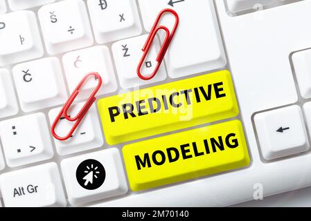 Sign displaying Predictive Modeling. Word Written on maintenance strategy driven by predictive analytics Stock Photo