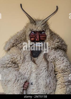 Buso portrait during the annual Buso festivities / Poklade from Mohacs, Hungary Stock Photo