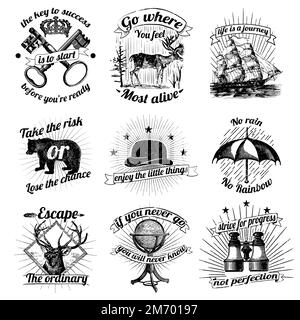 Set of vintage badges vector Stock Vector