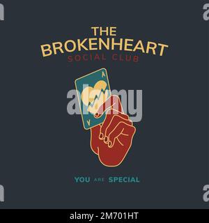 Vintage badge with text the broken heart design vector Stock Vector