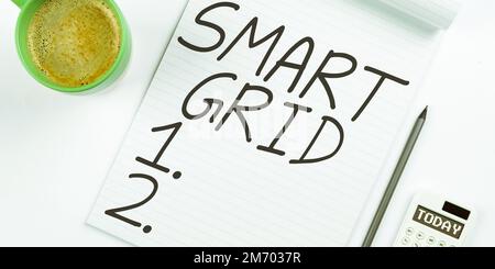 Text caption presenting Smart Grid. Business approach includes of operational and energy measures including meters Stock Photo