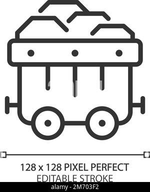 Coal extraction pixel perfect linear icons set Stock Vector Image & Art ...