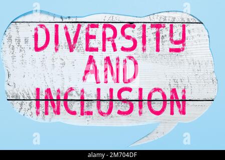 Writing displaying text Diversity And Inclusion. Business overview range human difference includes race ethnicity gender Stock Photo