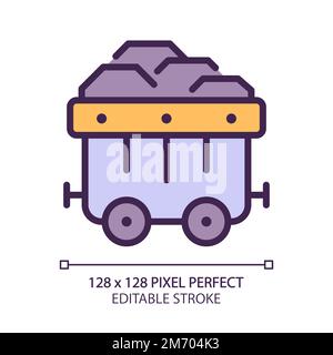 Coal cart pixel perfect RGB color icon Stock Vector