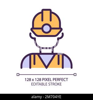 Miner pixel perfect RGB color icon Stock Vector