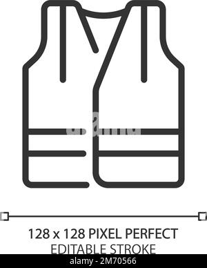 Reflective vest pixel perfect linear icon Stock Vector
